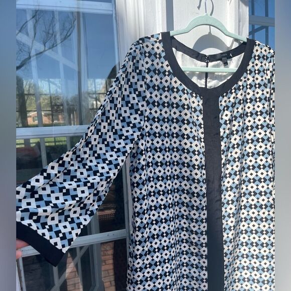 J Crew Geometric Diamond Tile Silk Shift Dress NWT - Picture 7 of 14